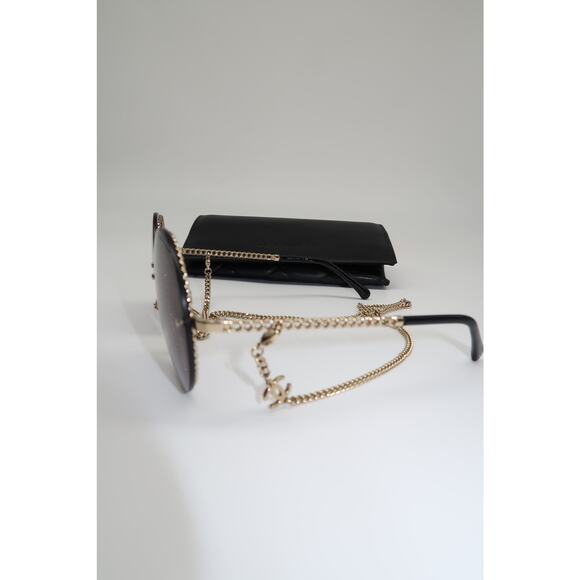 Chanel CH4245 Triple Chain Round Sunglasses Black - Picture 3 of 12